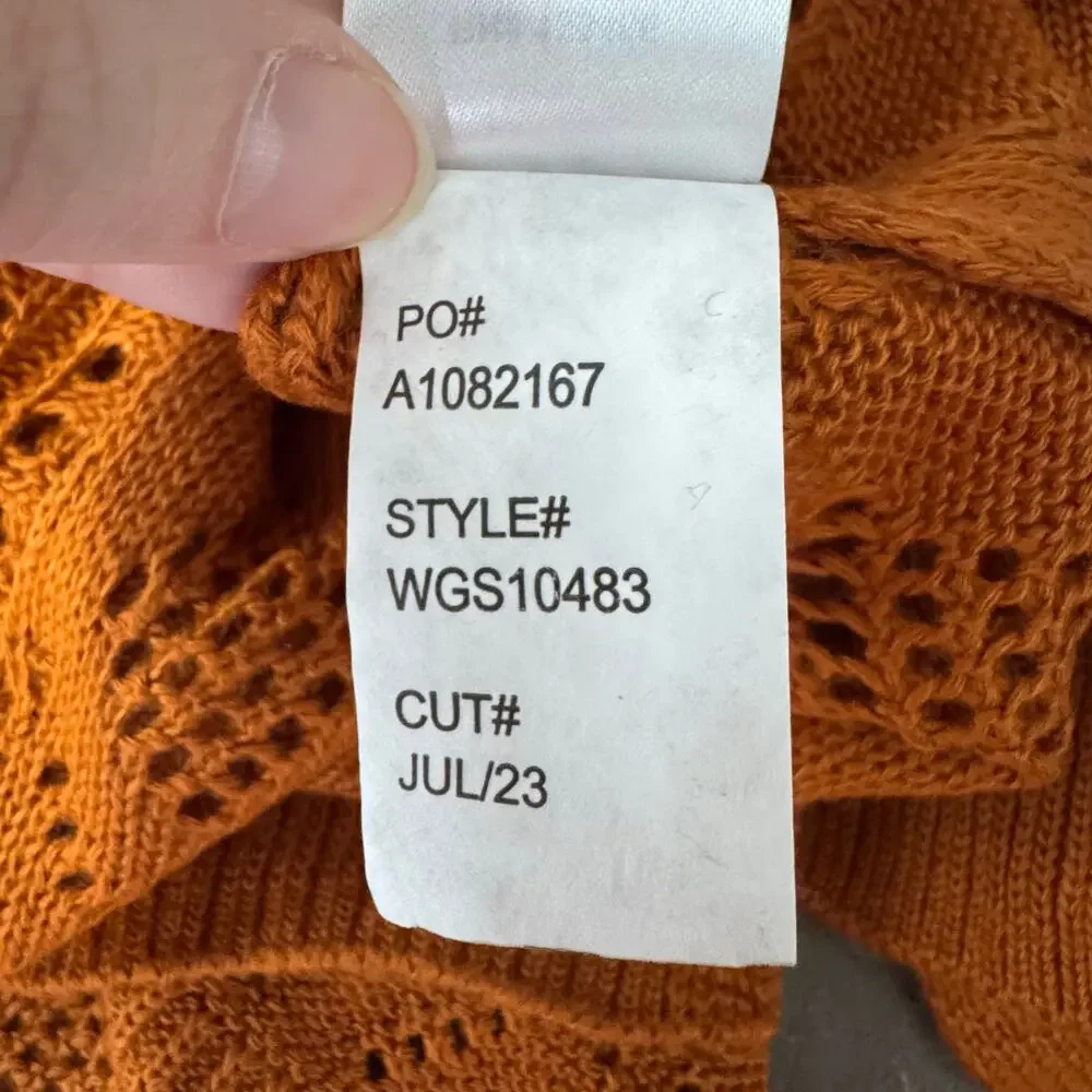Market & Spruce Cecily Pointelle Open Duster Cardigan Orange NWT Size Small